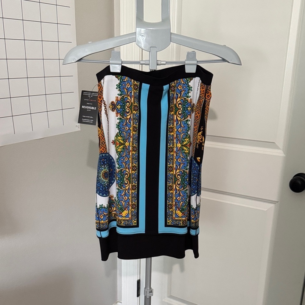 Eva Varro Reversible Skirt with Chain and Floral Accents